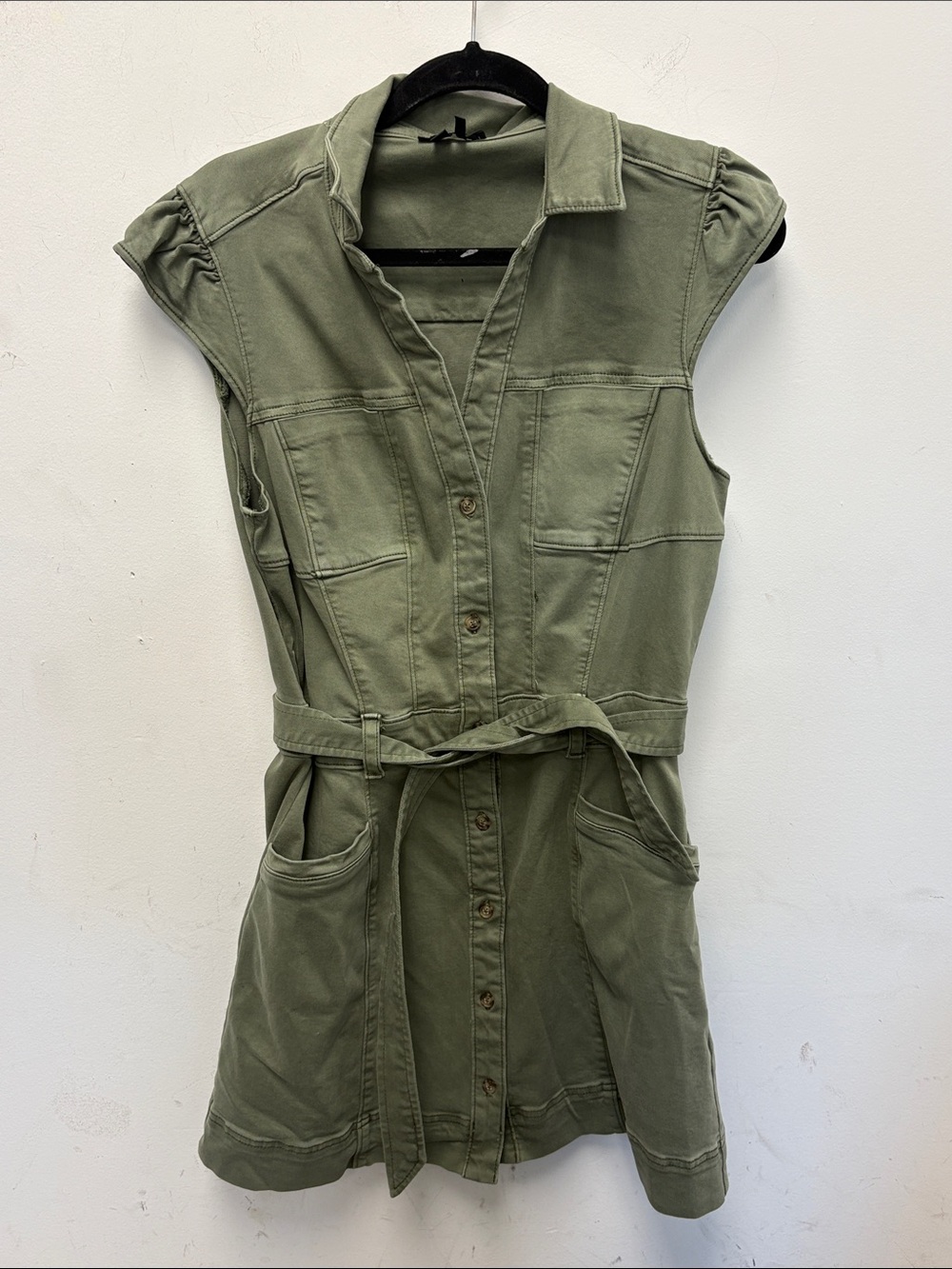 PAIGE Olive Green Sleeveless Utility Jacket Dress